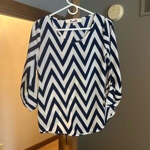 Navy and White Chevron Women's Top